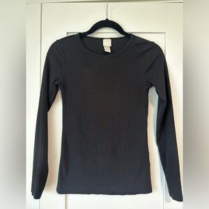 Black Long Sleeve Top Women, XS